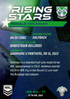 2024 NRL Traders - Rising Stars - RS 64 - Ronald Volkman - New Zealand Warriors
