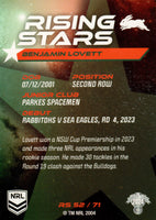 2024 NRL Traders - Rising Stars - RS 52 - Benjamin Lovett - South Sydney Rabbitohs