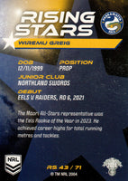 2024 NRL Traders - Rising Stars - RS 43 - Wiremu Greig - Parramatta Eels