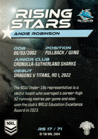 2024 NRL Traders - Rising Stars - RS 17 - Andi Robinson - Cronulla-Sutherland Sharks