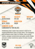 2024 NRL Traders - Pearl Silver - PS 153 - Stefano Utoikamanu - Wests Tigers