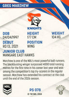 2024 NRL Traders - Pearl Silver - PS 078 - Greg Marzhew - Newcastle Knights