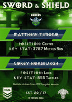 2024 NRL Traders - Sword & Shield Team - SST 02 - Matthew Timoko & Corey Horsburgh - Canberra Raiders