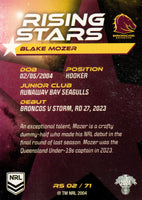 2024 NRL Traders - Rising Stars - RS 02 - Blake Mozer - Brisbane Broncos