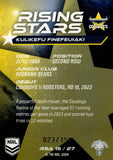 2024 NRL Traders - Rising Stars Album Card - RSA 15 - Kulikefu Finefeuiaki - 023/150