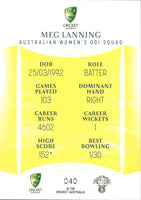 2023-24 Cricket Luxe Common - 040 - Meg Lanning - Australia Women's ODI