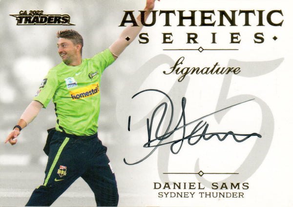 2022-23 Cricket Traders Authentics Signature - AS 09 - Daniel Sams - 001/126