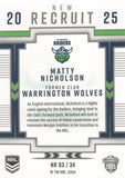2025 NRL Elite - New Recruit - NR 3 - Matty Nicholson - Raiders