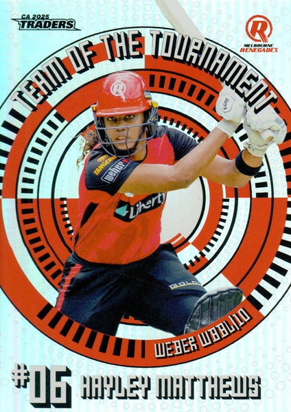 2025-26 Cricket Traders - Team Of The Tournament - TT 06 - Hayley Matthews - Melbourne Renegades