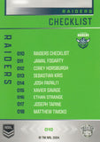 2025 NRL Elite - Base - 010 - Raiders Checklist - Raiders