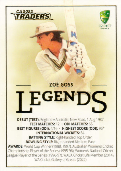 2023-24 Cricket Luxe LEGENDS Case Card - CC L8 - Zoë Goss - 11/30