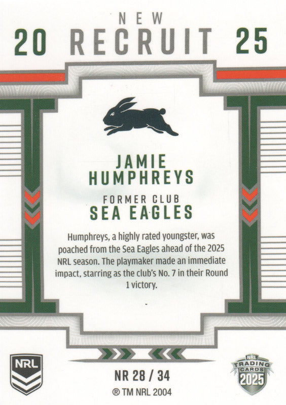 2025 NRL Elite - New Recruit - NR 28 - Jamie Humphreys - Rabbitohs ...
