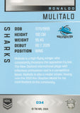 2025 NRL Elite - Base - 034 - Ronaldo Mulitalo - Sharks