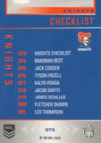 2025 NRL Elite - Base - 073 - Knights Checklist - Knights