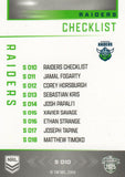 2025 NRL Elite - Silver Specials - P 010 - Raiders Checklist - Raiders