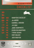 2025 NRL Elite - Base - 109 - Rabbitohs Checklist - Rabbitohs