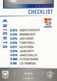 2025 NRL Elite - Silver Specials - P 073 - Knights Checklist - Knights