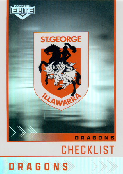 2025 NRL Elite - Silver Specials - P 118 - Dragons Checklist - Dragons