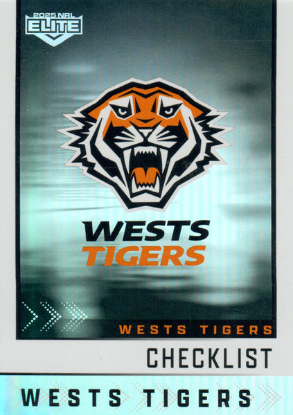 2025 NRL Elite - Silver Specials - P 145 - Wests Tigers Checklist - Tigers