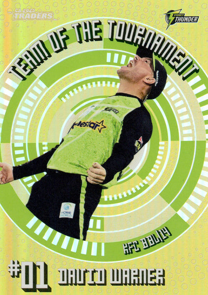 2025-26 Cricket Traders - Team Of The Tournament Gold - TTG 13 - David Warner - 027/125