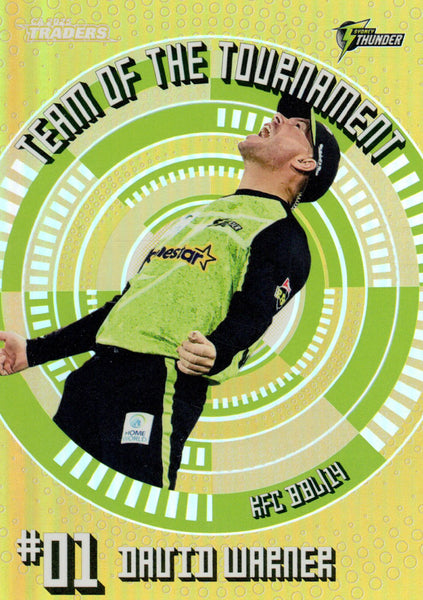 2025-26 Cricket Traders - Team Of The Tournament Gold - TTG 13 - David Warner - 017/125