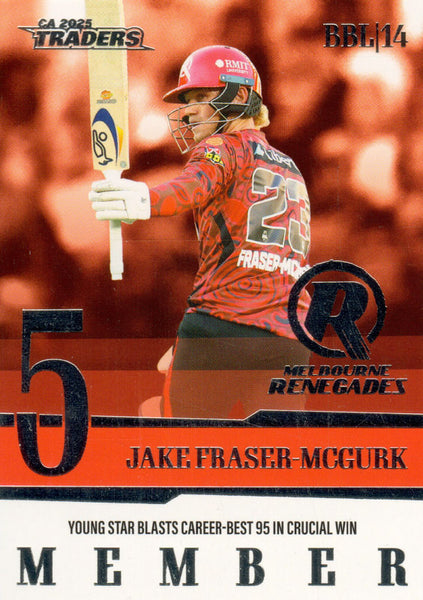 2025-26 Cricket Traders - Season To Remember - STR 12 - Jake Fraser-Mcgurk - Melbourne Renegades