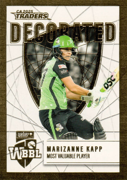 2025-26 Cricket Traders - Decorated - D 23 - Marizanne Kapp - Melbourne Stars