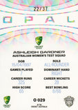 2025-26 Cricket Traders - Mojo Opal White - O 029 - Ashleigh Gardner - 22/37