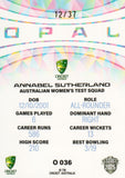 2025-26 Cricket Traders - Mojo Opal White - O 036 - Annabel Sutherland - 12/37