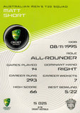 2025-26 Cricket Traders - Silver - S 025 - Matt Short - Australia Men's T20