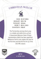 2023 NRL Elite Common Card - 072 - Christian Welch - Melbourne Storm