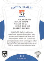 2023 NRL Elite Common Card - 074 - Jayden Brailey - Newcastle Knights