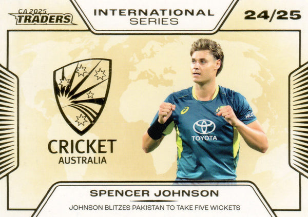 2025-26 Cricket Traders - International Series Gold - ISG 06 - Spencer Johnson - 075/139