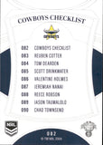 2023 NRL Elite Common Card - 082 - North Queensland Cowboys Checklist - North Queensland Cowboys