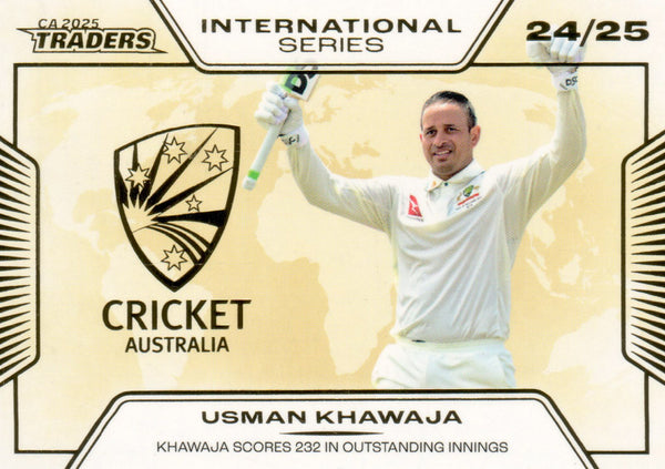 2025-26 Cricket Traders - International Series Gold - ISG 18 - Usman Khawaja - 085/139