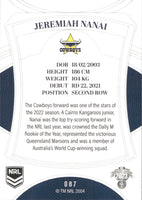 2023 NRL Elite Common Card - 087 - Jeremiah Nanai - North Queensland Cowboys