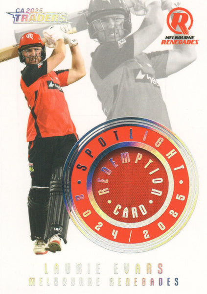 2025-26 Cricket Traders - Spotlight Jersey Patch Silver - SS 04 - Laurie Evans - 069/111