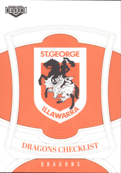 2023 NRL Elite Common Card - 118 - St. George-Illawarra Dragons Checklist - St. George-Illawarra Dragons