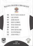 2023 NRL Elite Common Card - 145 - Wests Tigers Checklist - Wests Tigers