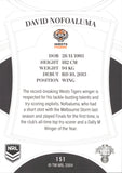 2023 NRL Elite Common Card - 151 - David Nofoaluma - Wests Tigers