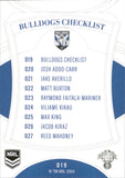 2023 NRL Elite Common Card - 019 - Canterbury-Bankstown Bulldogs Checklist - Canterbury-Bankstown Bulldogs