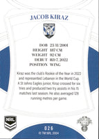 2023 NRL Elite Common Card - 026 - Jacob Kiraz - Canterbury-Bankstown Bulldogs