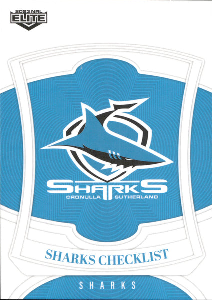 2023 NRL Elite Common Card - 028 - Cronulla-Sutherland Sharks Checklist - Cronulla-Sutherland Sharks
