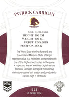 2023 NRL Elite Common Card - 003 - Patrick Carrigan - Brisbane Broncos