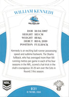 2023 NRL Elite Common Card - 031 - William Kennedy - Cronulla-Sutherland Sharks