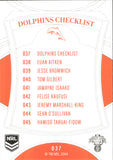 2023 NRL Elite Common Card - 037 - Dolphins Checklist - Dolphins