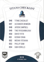 2023 NRL Elite Common Card - 046 - Gold Coast Titans Checklist - Gold Coast Titans