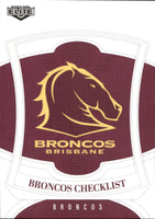 2023 NRL Elite Common Card - 001 - Brisbane Broncos Checklist - Brisbane Broncos