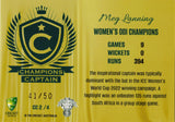 2022-23 Cricket Traders Case Card - CC 2  - Meg Lanning - ODI Women's Champions Captain - 41/50