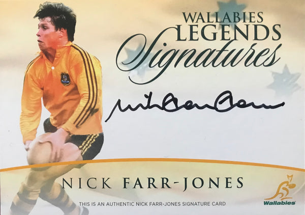 NICK FARR-JONES Wallabies LEGEND Signature Card